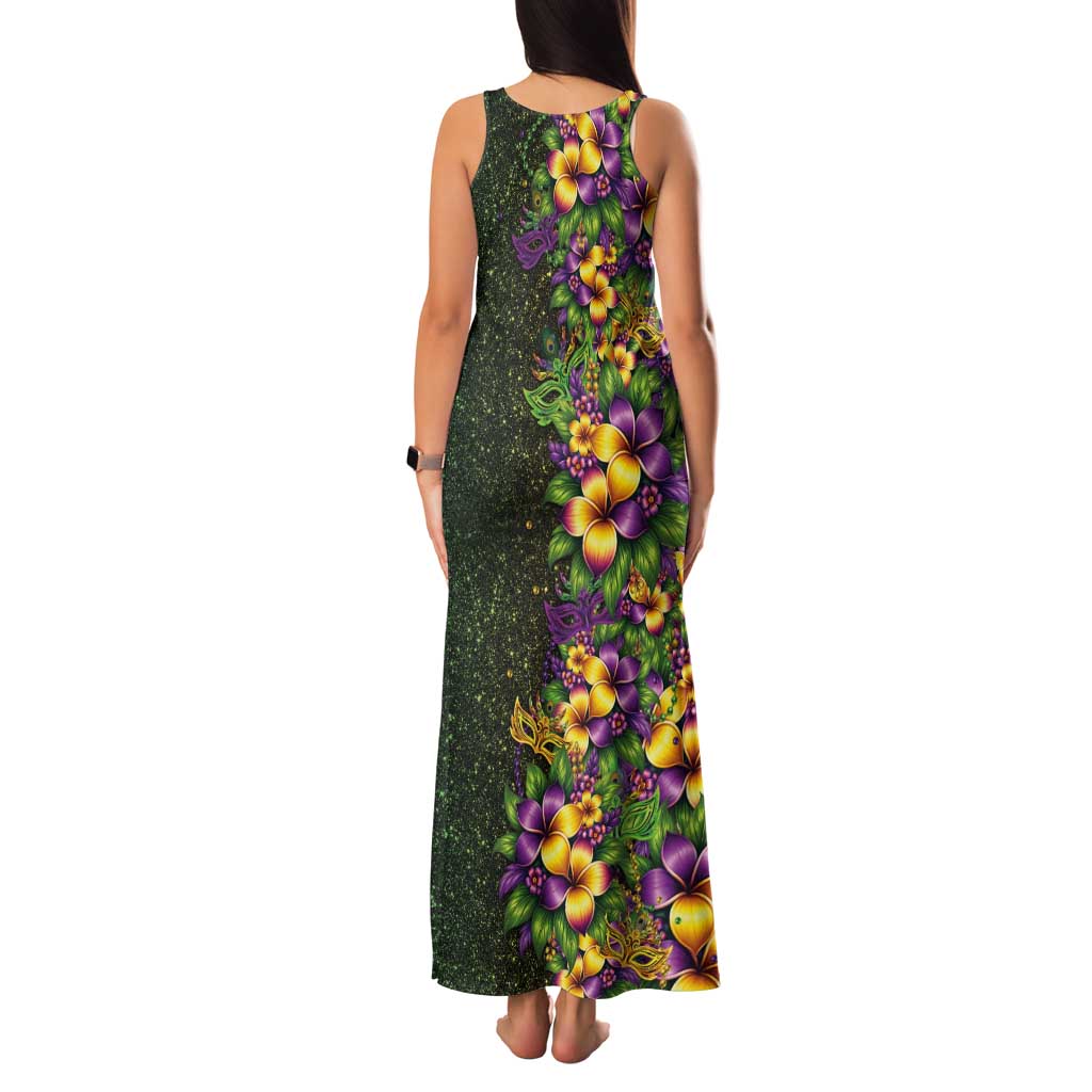 Hawaii Mardi Gras Tank Maxi Dress Tropical Flowers Glitter Style