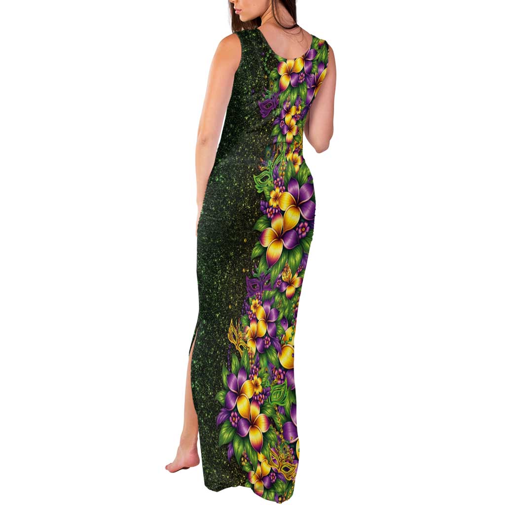 Hawaii Mardi Gras Tank Maxi Dress Tropical Flowers Glitter Style