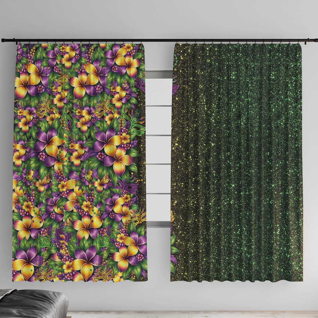Hawaii Mardi Gras Window Curtain Tropical Flowers Glitter Style