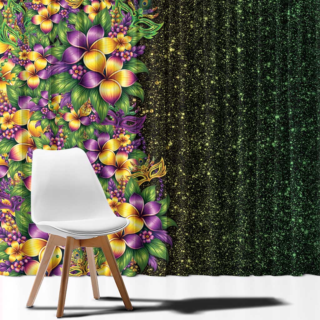 Hawaii Mardi Gras Window Curtain Tropical Flowers Glitter Style