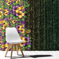 Hawaii Mardi Gras Window Curtain Tropical Flowers Glitter Style