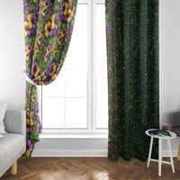 Hawaii Mardi Gras Window Curtain Tropical Flowers Glitter Style