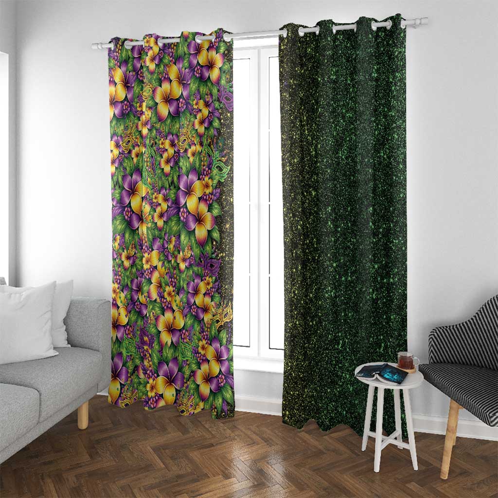 Hawaii Mardi Gras Window Curtain Tropical Flowers Glitter Style