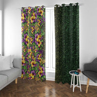 Hawaii Mardi Gras Window Curtain Tropical Flowers Glitter Style
