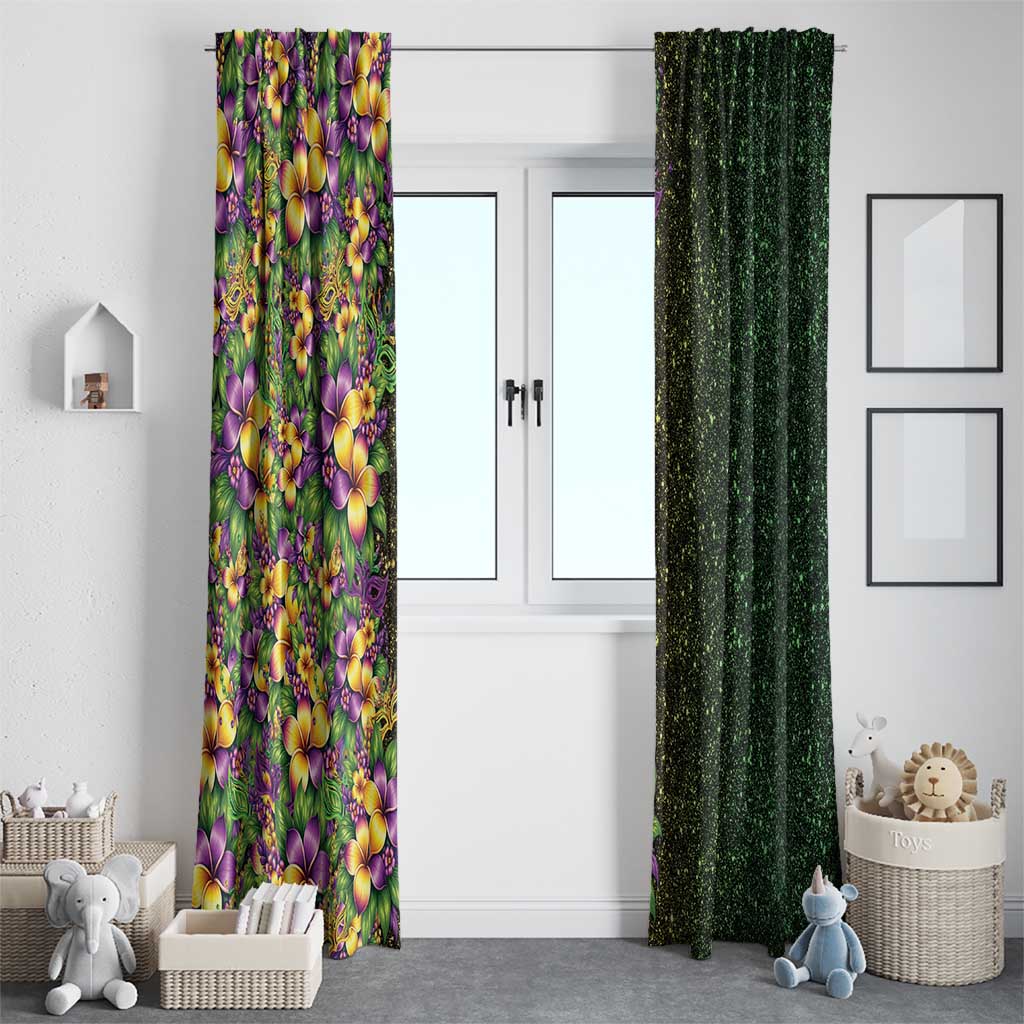 Hawaii Mardi Gras Window Curtain Tropical Flowers Glitter Style