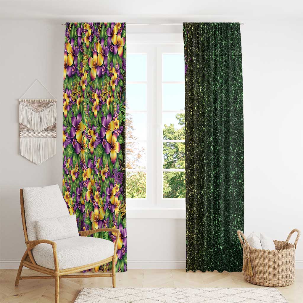 Hawaii Mardi Gras Window Curtain Tropical Flowers Glitter Style