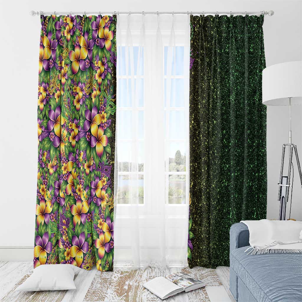 Hawaii Mardi Gras Window Curtain Tropical Flowers Glitter Style