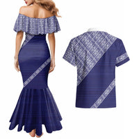 Tonga Queen Salote College Couples Matching Mermaid Dress and Hawaiian Shirt 100 Years Anniversary Navy Color