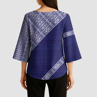 Tonga Queen Salote College Kimono Sleeve Blouse 100 Years Anniversary Navy Color