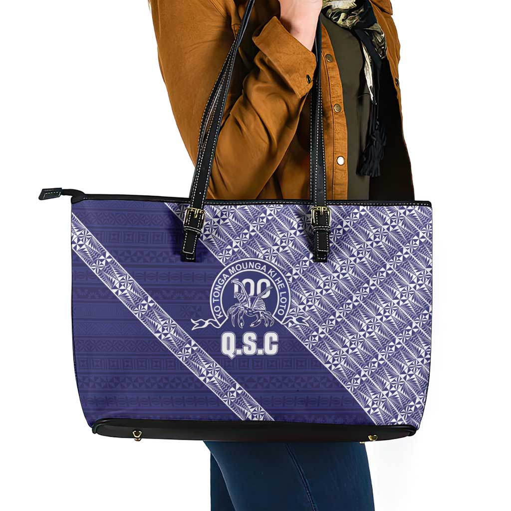 Tonga Queen Salote College Leather Tote Bag 100 Years Anniversary Navy Color