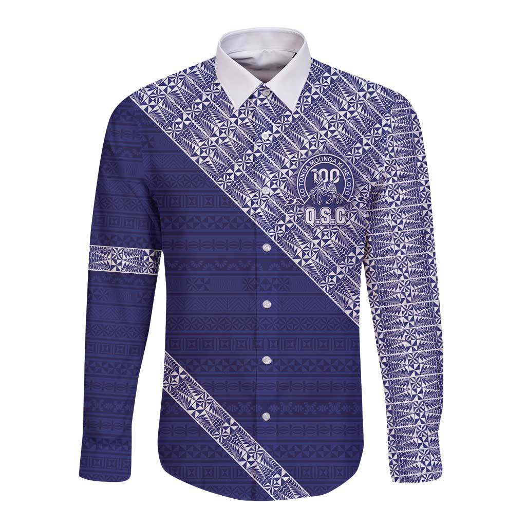 Tonga Queen Salote College Long Sleeve Button Shirt 100 Years Anniversary Navy Color
