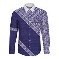 Tonga Queen Salote College Long Sleeve Button Shirt 100 Years Anniversary Navy Color
