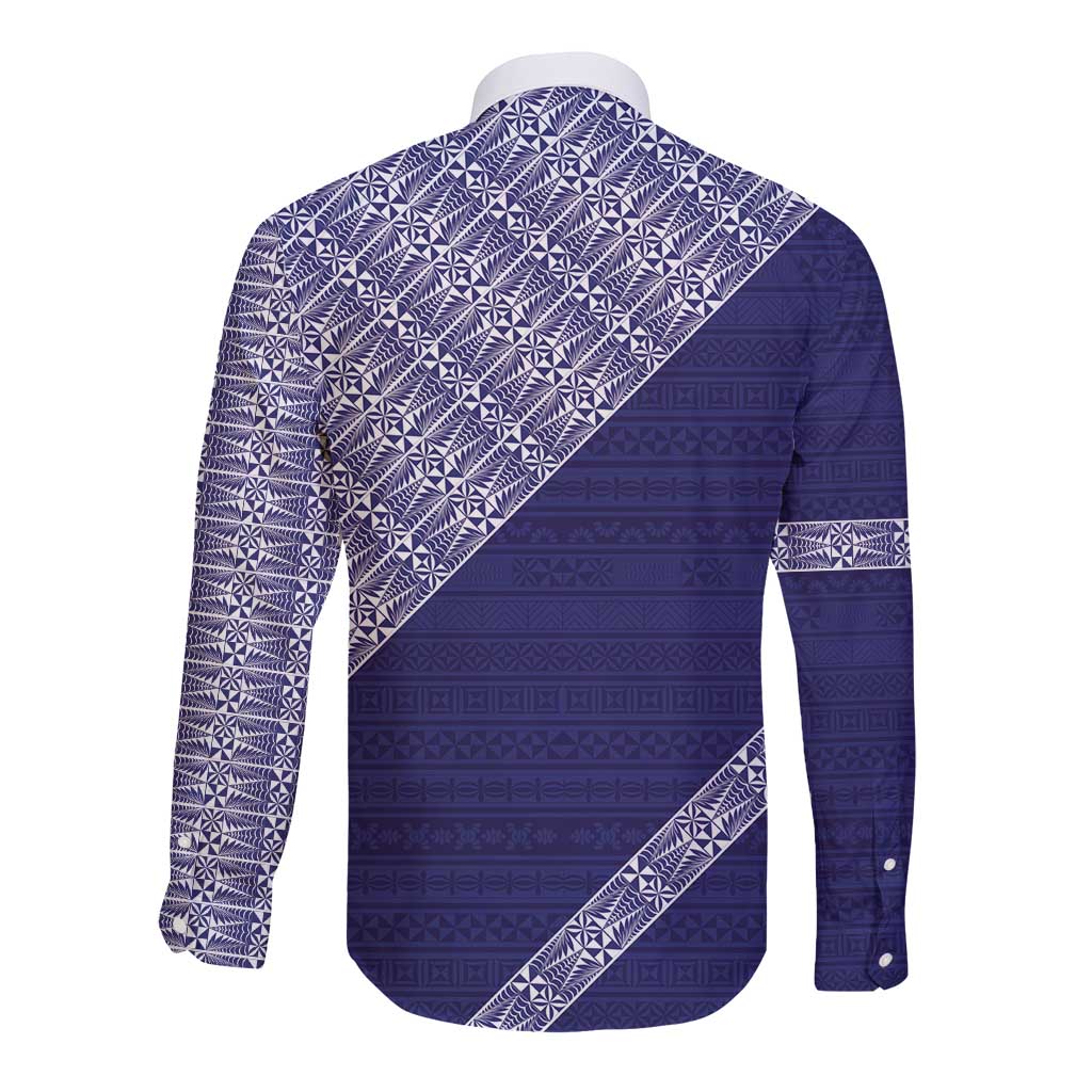 Tonga Queen Salote College Long Sleeve Button Shirt 100 Years Anniversary Navy Color