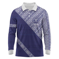 Tonga Queen Salote College Long Sleeve Polo Shirt 100 Years Anniversary Navy Color