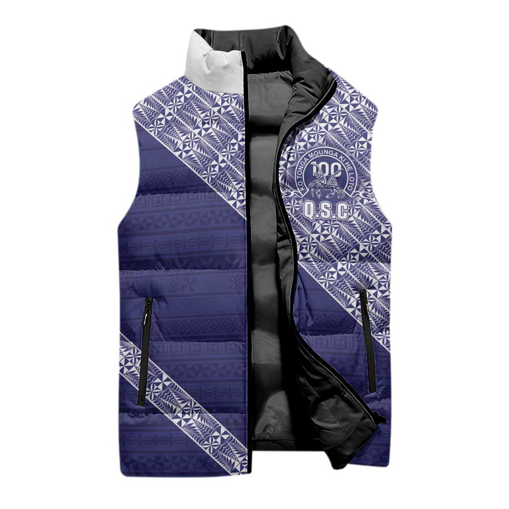 Tonga Queen Salote College Sleeveless Puffer Jacket 100 Years Anniversary Navy Color