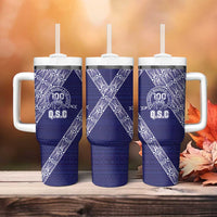 Tonga Queen Salote College Tumbler With Handle 100 Years Anniversary Navy Color