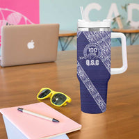 Tonga Queen Salote College Tumbler With Handle 100 Years Anniversary Navy Color