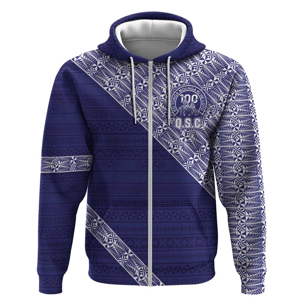Tonga Queen Salote College Zip Hoodie 100 Years Anniversary Navy Color