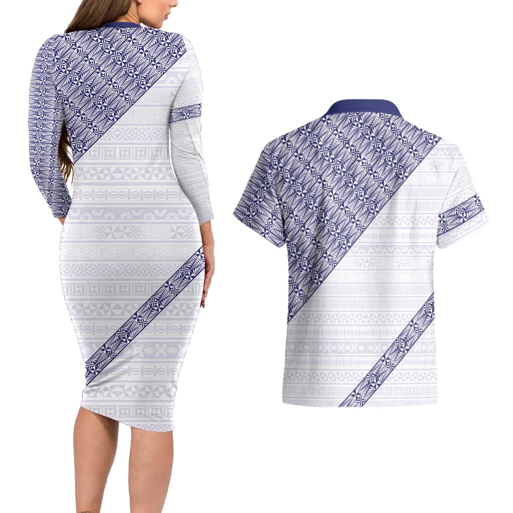 Tonga Queen Salote College Couples Matching Long Sleeve Bodycon Dress and Hawaiian Shirt 100 Years Anniversary White Color