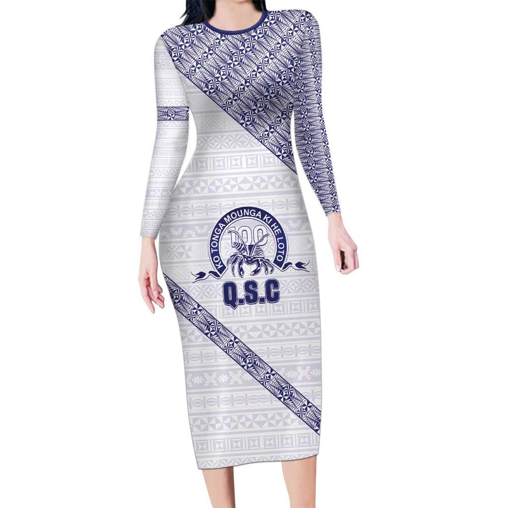 Tonga Queen Salote College Long Sleeve Bodycon Dress 100 Years Anniversary White Color