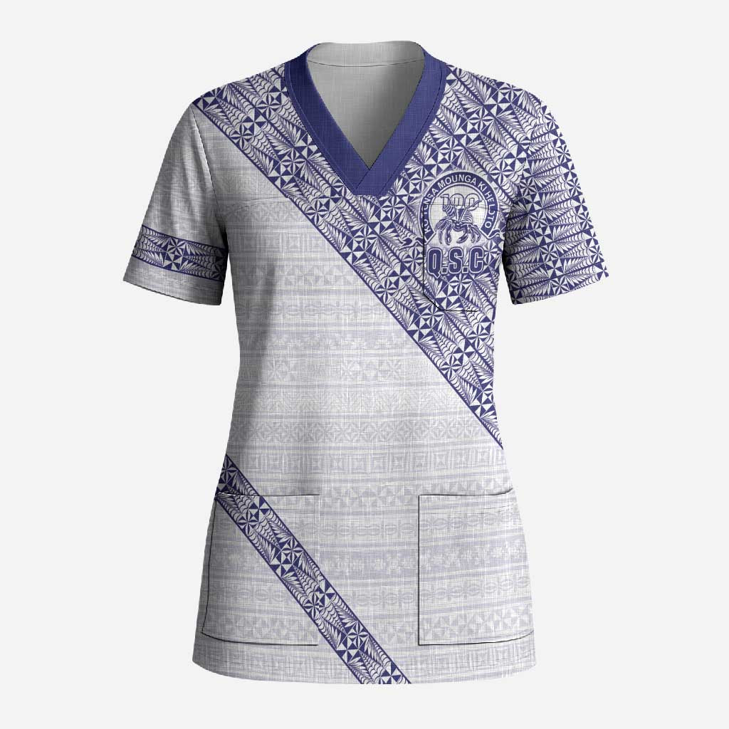 Tonga Queen Salote College Scrub Top 100 Years Anniversary White Color
