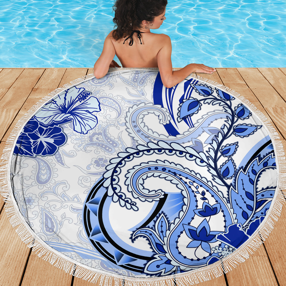 Polynesia Paisley Beach Blanket Mix Navy Polynesian Pattern LT05 - Polynesian Pride