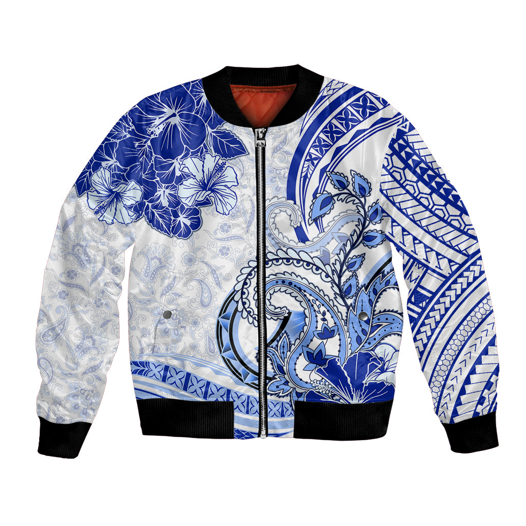 Polynesia Paisley Bomber Jacket Mix Navy Polynesian Pattern LT05 Unisex Navy - Polynesian Pride