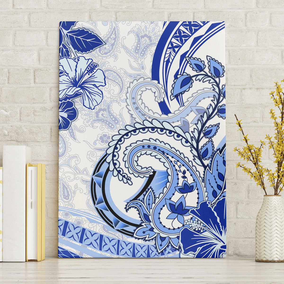 Polynesia Paisley Canvas Wall Art Mix Navy Polynesian Pattern