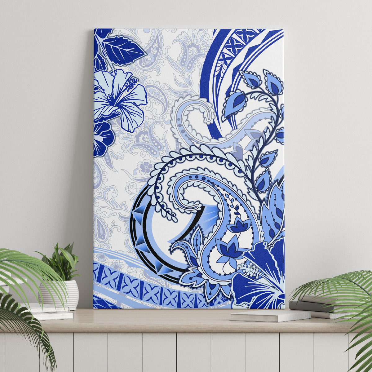 Polynesia Paisley Canvas Wall Art Mix Navy Polynesian Pattern