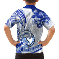 Polynesia Paisley Family Matching Short Sleeve Bodycon Dress and Hawaiian Shirt Mix Navy Polynesian Pattern LT05 - Polynesian Pride