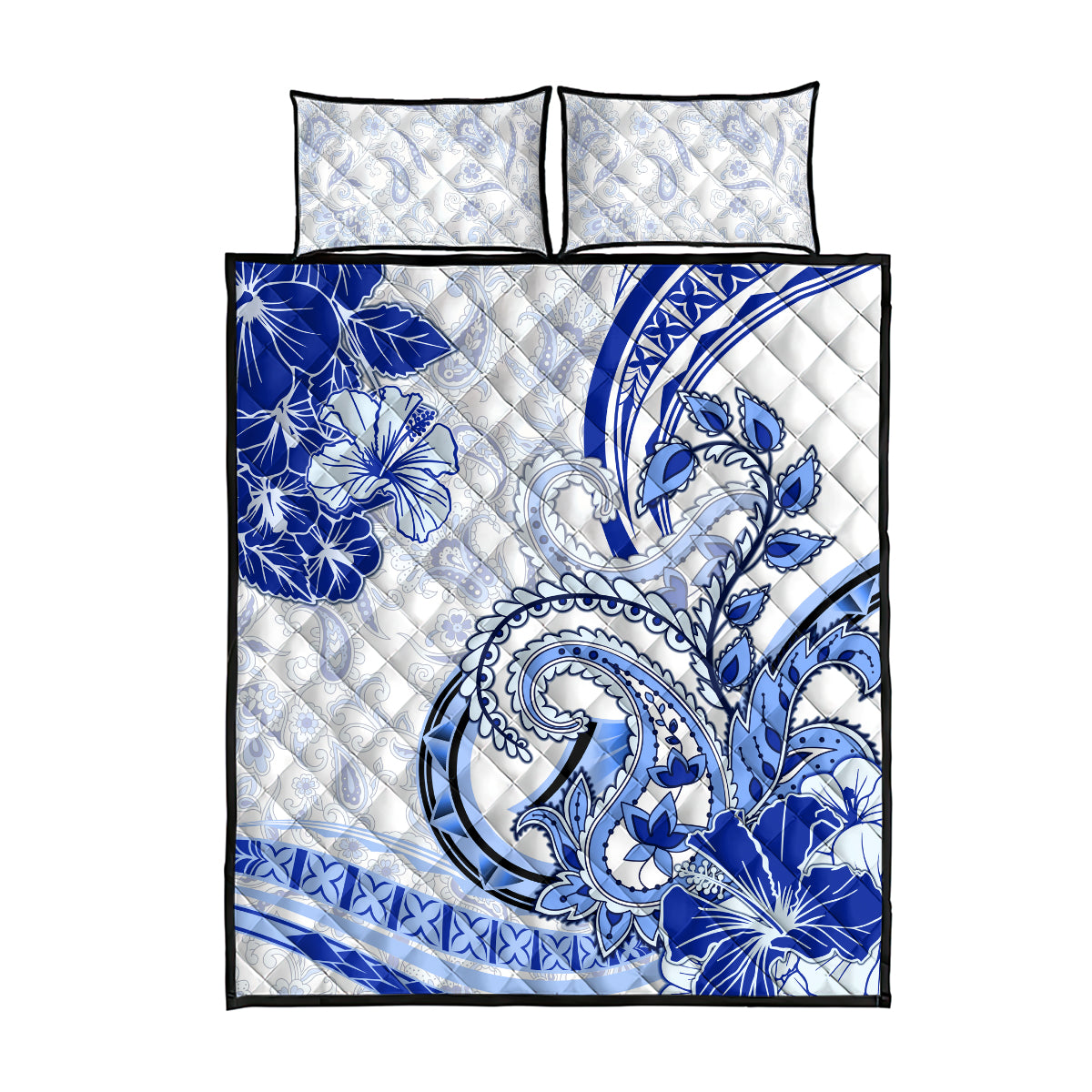 Polynesia Paisley Quilt Bed Set Mix Navy Polynesian Pattern