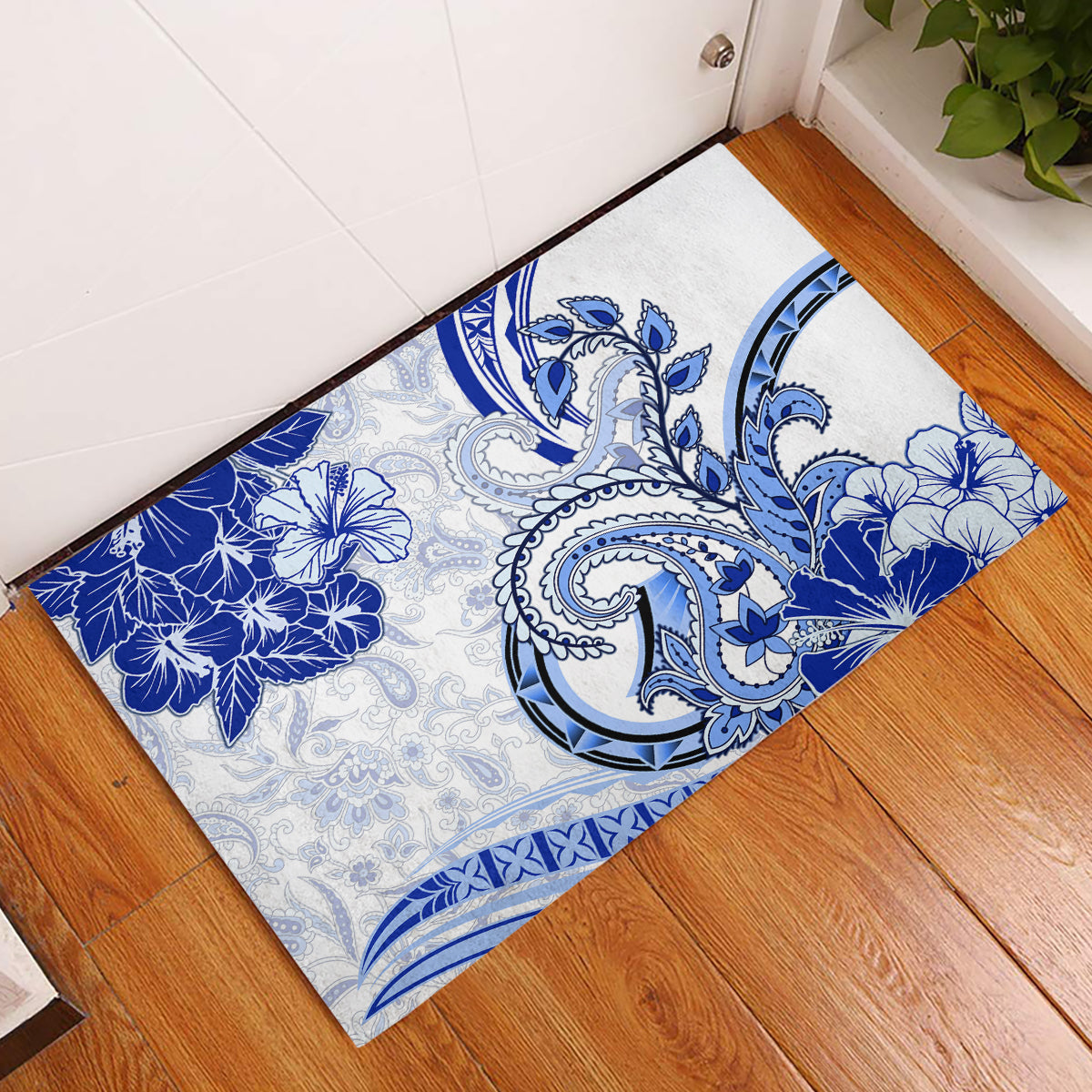 Polynesia Paisley Rubber Doormat Mix Navy Polynesian Pattern LT05 Navy - Polynesian Pride