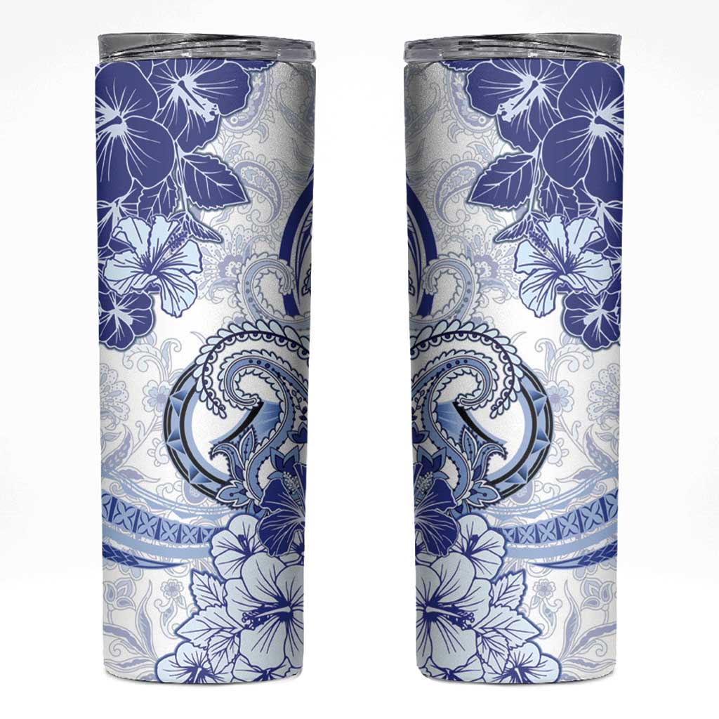 Polynesia Paisley Skinny Tumbler Mix Navy Polynesian Pattern