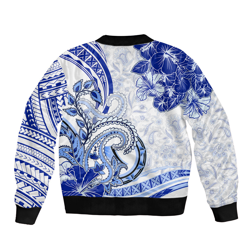 Polynesia Paisley Sleeve Zip Bomber Jacket Mix Navy Polynesian Pattern LT05 - Polynesian Pride