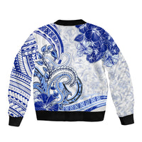 Polynesia Paisley Sleeve Zip Bomber Jacket Mix Navy Polynesian Pattern LT05 - Polynesian Pride