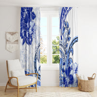 Polynesia Paisley Window Curtain Mix Navy Polynesian Pattern