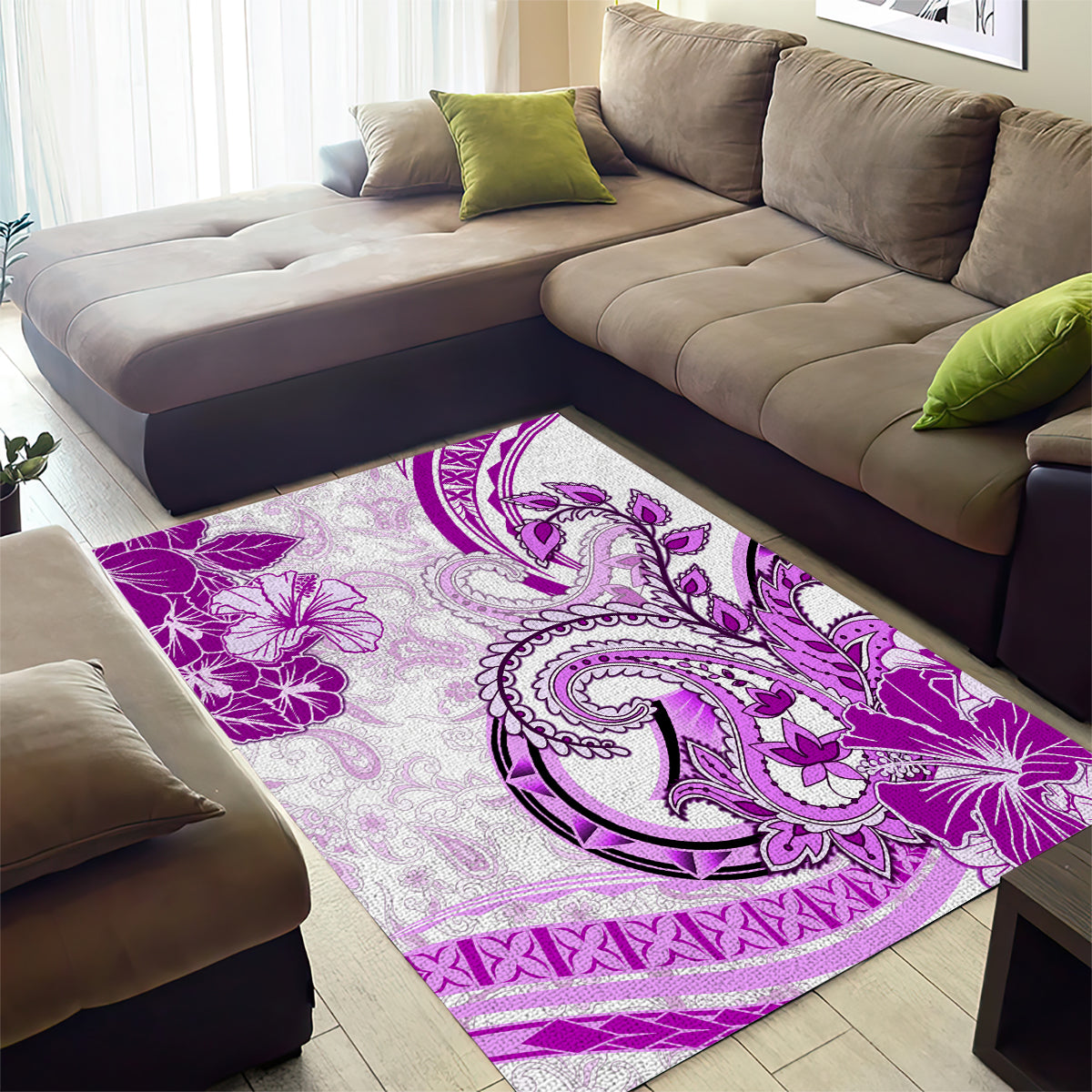 Polynesia Paisley Area Rug Mix Pink Polynesian Pattern