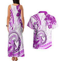Polynesia Paisley Couples Matching Tank Maxi Dress and Hawaiian Shirt Mix Pink Polynesian Pattern LT05 - Polynesian Pride