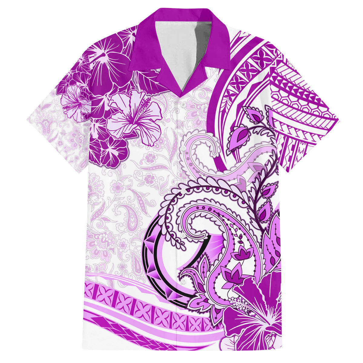 Polynesia Paisley Family Matching Long Sleeve Bodycon Dress and Hawaiian Shirt Mix Pink Polynesian Pattern LT05 Dad's Shirt - Short Sleeve Pink - Polynesian Pride