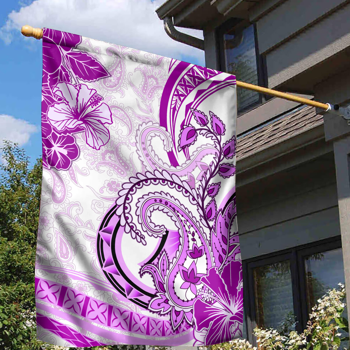 Polynesia Paisley Garden Flag Mix Pink Polynesian Pattern