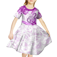 Polynesia Paisley Kid Short Sleeve Dress Mix Pink Polynesian Pattern LT05 - Polynesian Pride