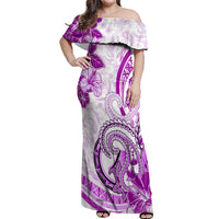 Polynesia Paisley Off Shoulder Maxi Dress Mix Pink Polynesian Pattern LT05 Women Pink - Polynesian Pride