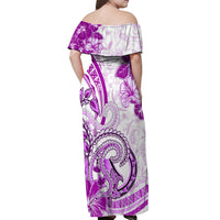 Polynesia Paisley Off Shoulder Maxi Dress Mix Pink Polynesian Pattern LT05 - Polynesian Pride