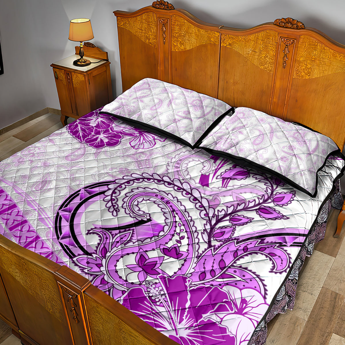 Polynesia Paisley Quilt Bed Set Mix Pink Polynesian Pattern