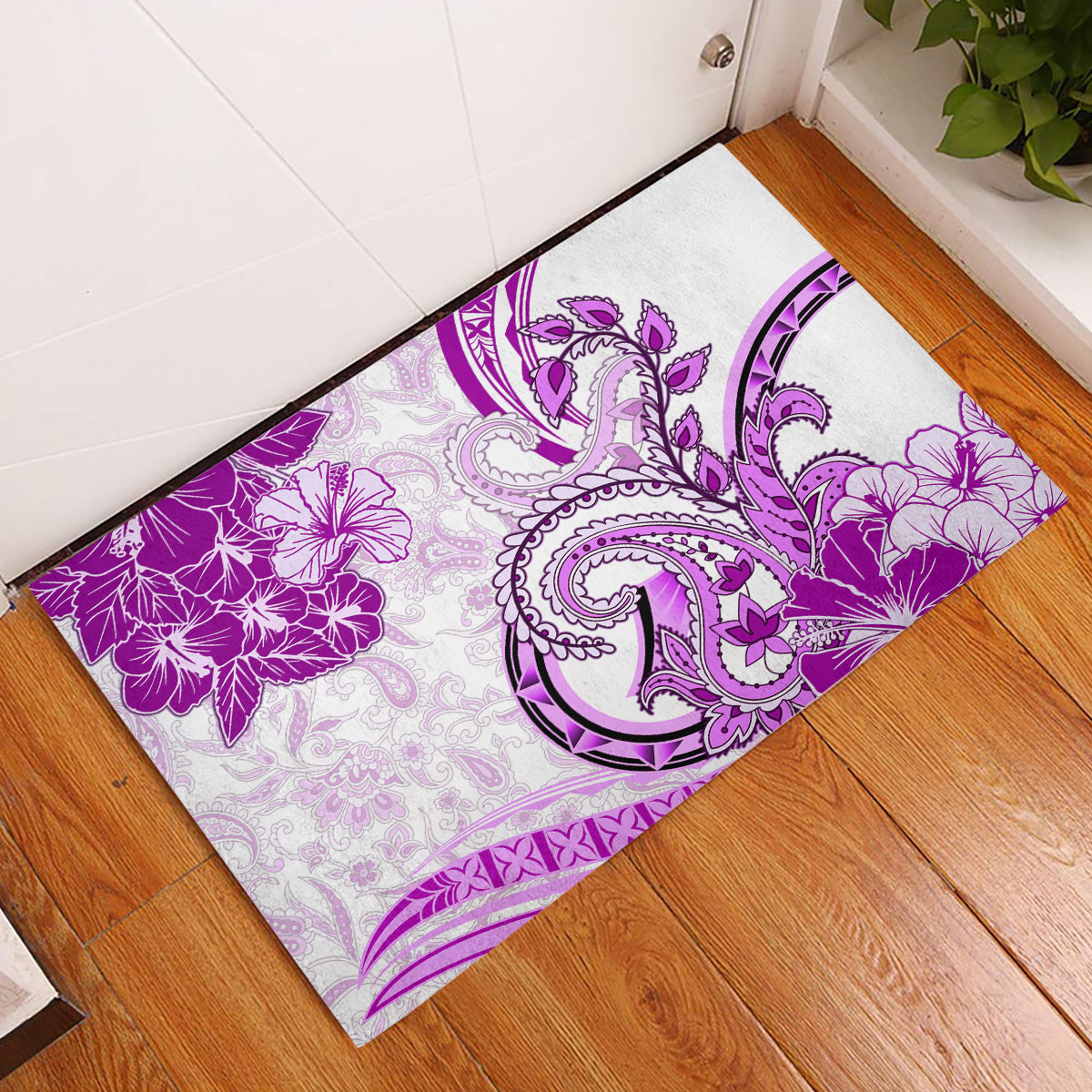 Polynesia Paisley Rubber Doormat Mix Pink Polynesian Pattern LT05 Pink - Polynesian Pride
