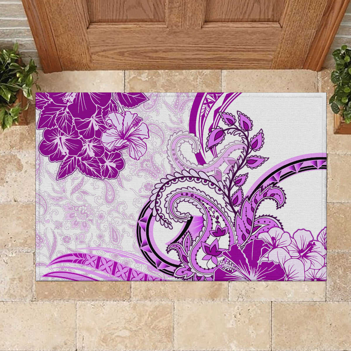 Polynesia Paisley Rubber Doormat Mix Pink Polynesian Pattern LT05 - Polynesian Pride