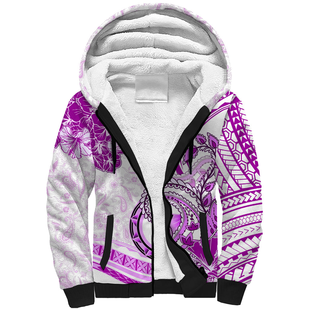 Polynesia Paisley Sherpa Hoodie Mix Pink Polynesian Pattern LT05 Unisex Pink - Polynesian Pride