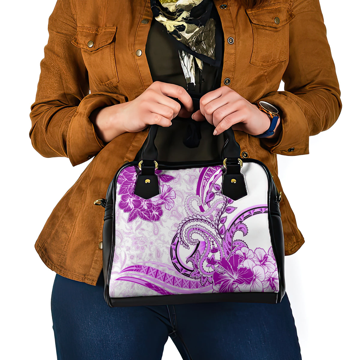 Polynesia Paisley Shoulder Handbag Mix Pink Polynesian Pattern