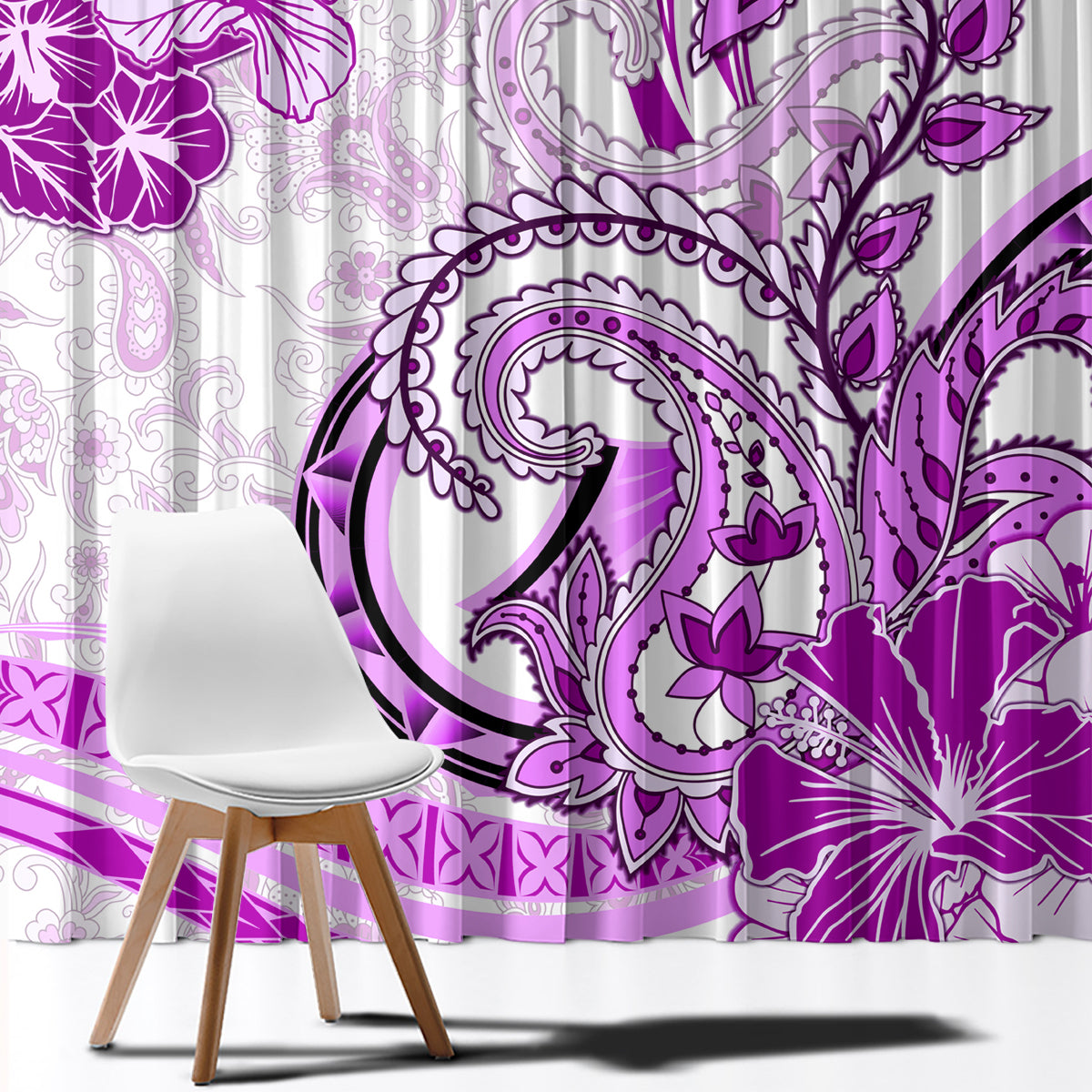 Polynesia Paisley Window Curtain Mix Pink Polynesian Pattern LT05 - Polynesian Pride
