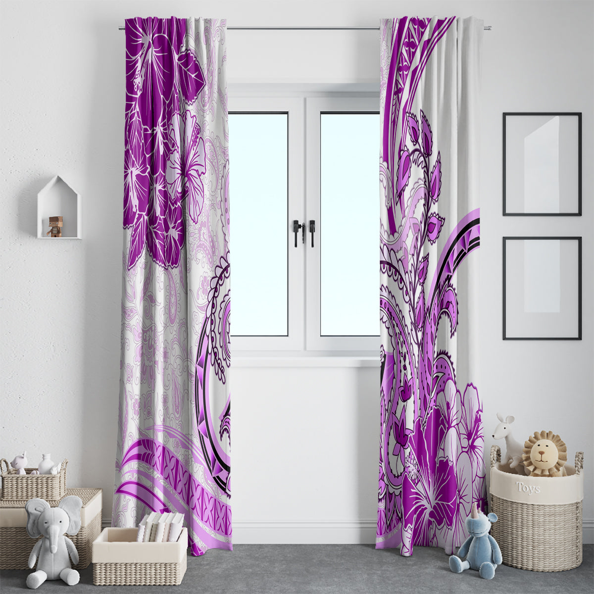 Polynesia Paisley Window Curtain Mix Pink Polynesian Pattern LT05 - Polynesian Pride